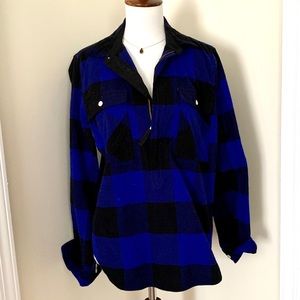 Jcrew -  blue buffalo check half zip